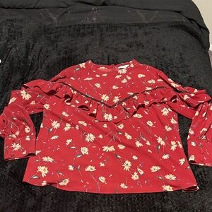 Floral Ruffle Red Women's Top